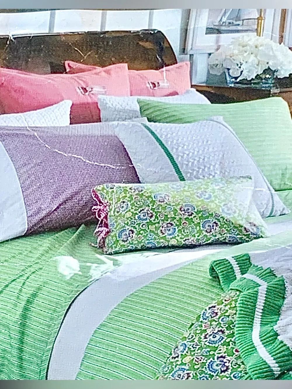 RALPH LAUREN QUEEN BEDSKIRT HAMPTON BEACH CLUB GREEN FLORAL NWT OLD STOCK VINTAG